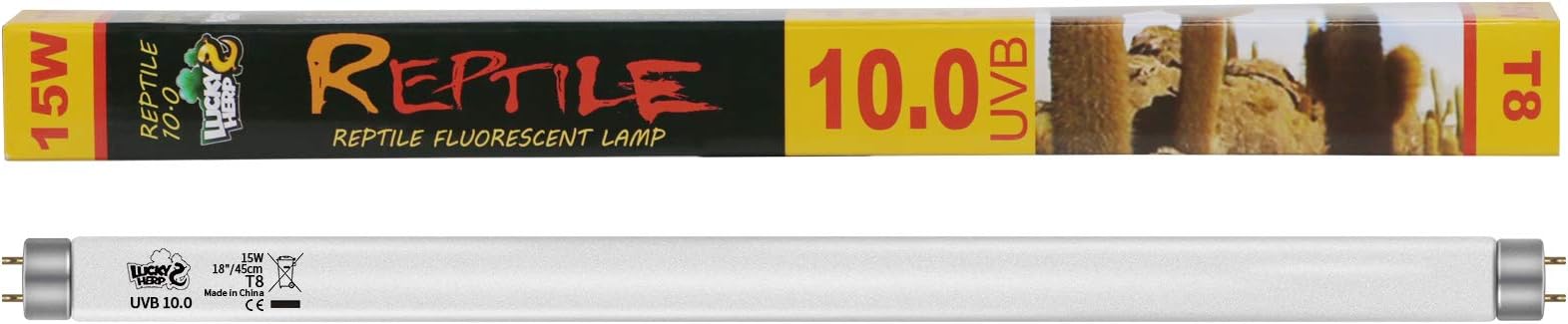 LUCKY HERP 18inch 15W T8 UVB 10.0 Reptile Light, UVA UVB Bulb, Fluorescent Lamp for Reptiles Amphibian