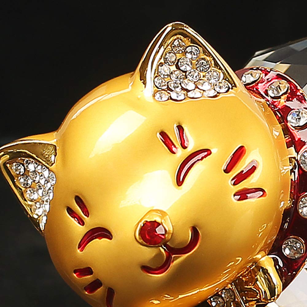 Amazon.co.jp: 招き猫 置物 風水 水晶 クリスタル 猫 幸運 招き お願い 
