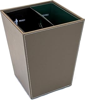 Hospitality Source Brown Leatherette Waste Bin with Split Recycle Liners