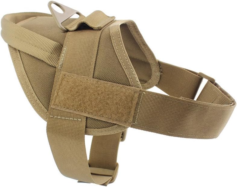 YOUNGSTER AGE Patrol Dog Vest Adjustable Tactical Dog Harness K9 Military Training with Handle for Service Dog Nylon Material (L, Coyote Brown)