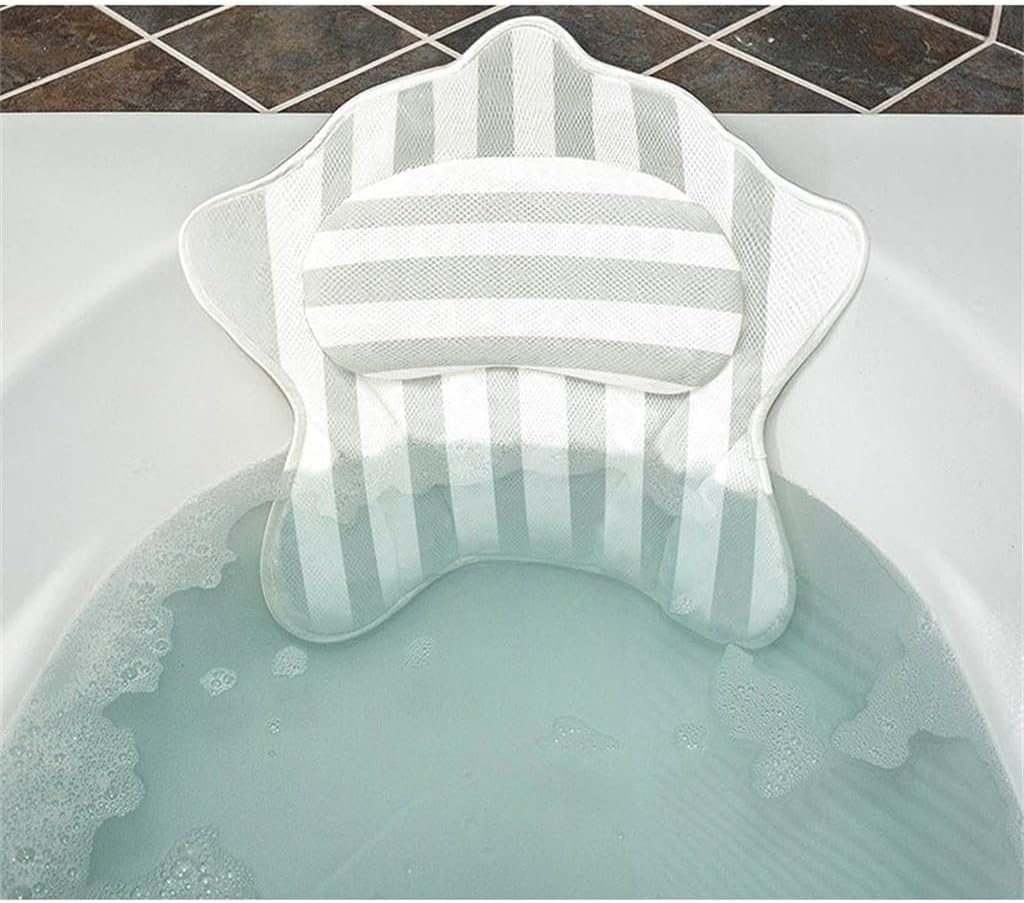3D Mesh Bath Pillow Bathtub Bathroom Soak Machine Washable Back