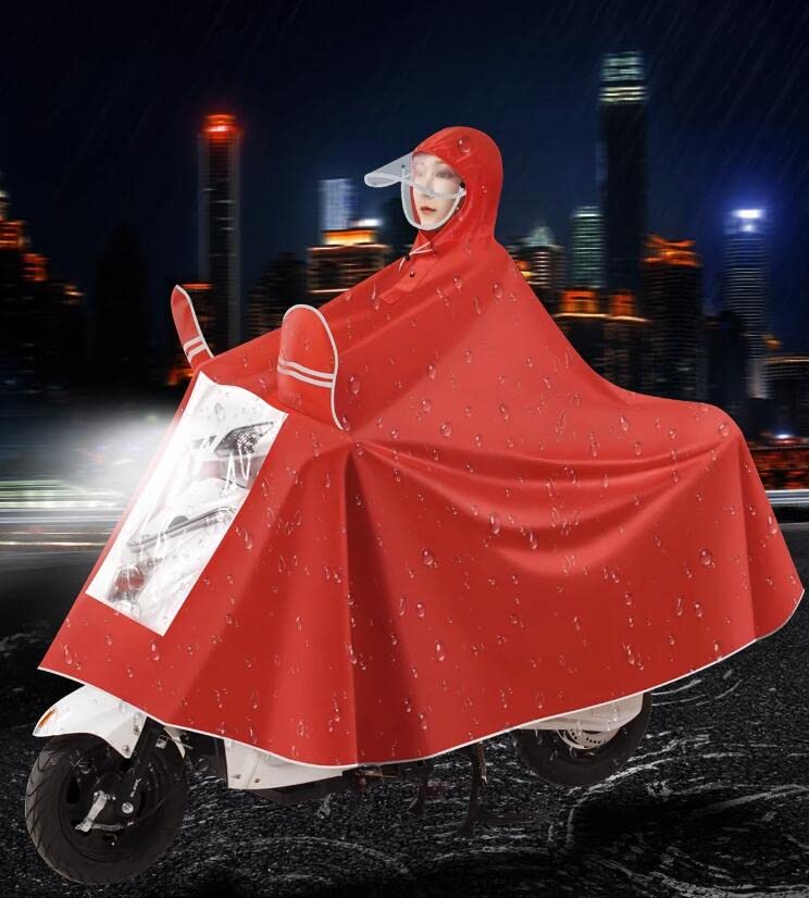 Image of HAOZAIKEJI Universal Motorcycle Raincoat Waterproof Hoodie Rain Cape Reusable Bike E-bike Rain Coat Mobility Scooter Outdoor Rain Poncho with Detachable Hat Brim Reflective Strip for Men Women