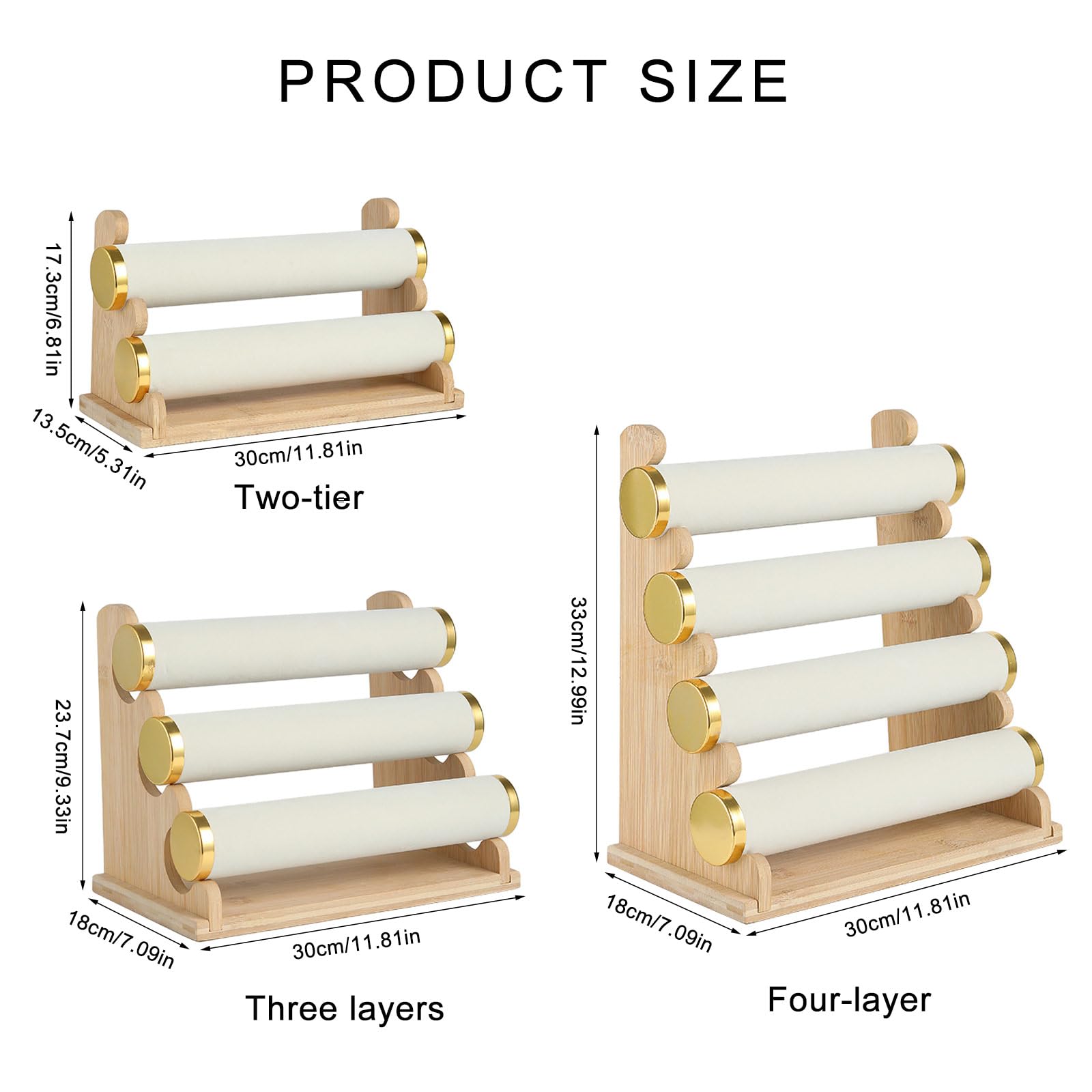Présentoir pour bracelets et bracelets, support à bijoux en bois avec niveaux amovibles pour le magasin et la maison, solution de rangement organisée pour chaîne de poignet