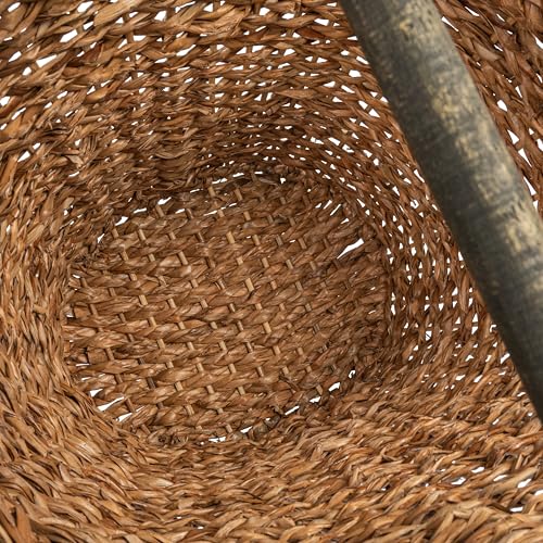 Creative Co-Op Bankuan Braided Oval Toilet Paper Basket with Wood Bar by Creative Co-Op - Image 4