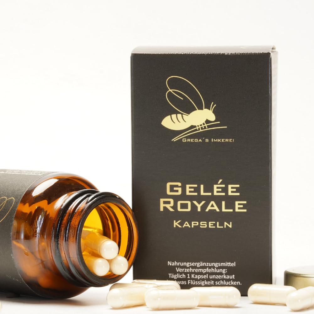Gelée Royale Kapseln 350 mg 60 Stück (36,3g) Premium Bienenprodukt in pflanzlicher Kapselhülle Nahrungsergänzung ohne künstliche Zusätze Hochwertig & schonend verarbeitet (3x 60 Kapseln (180 Kapseln))