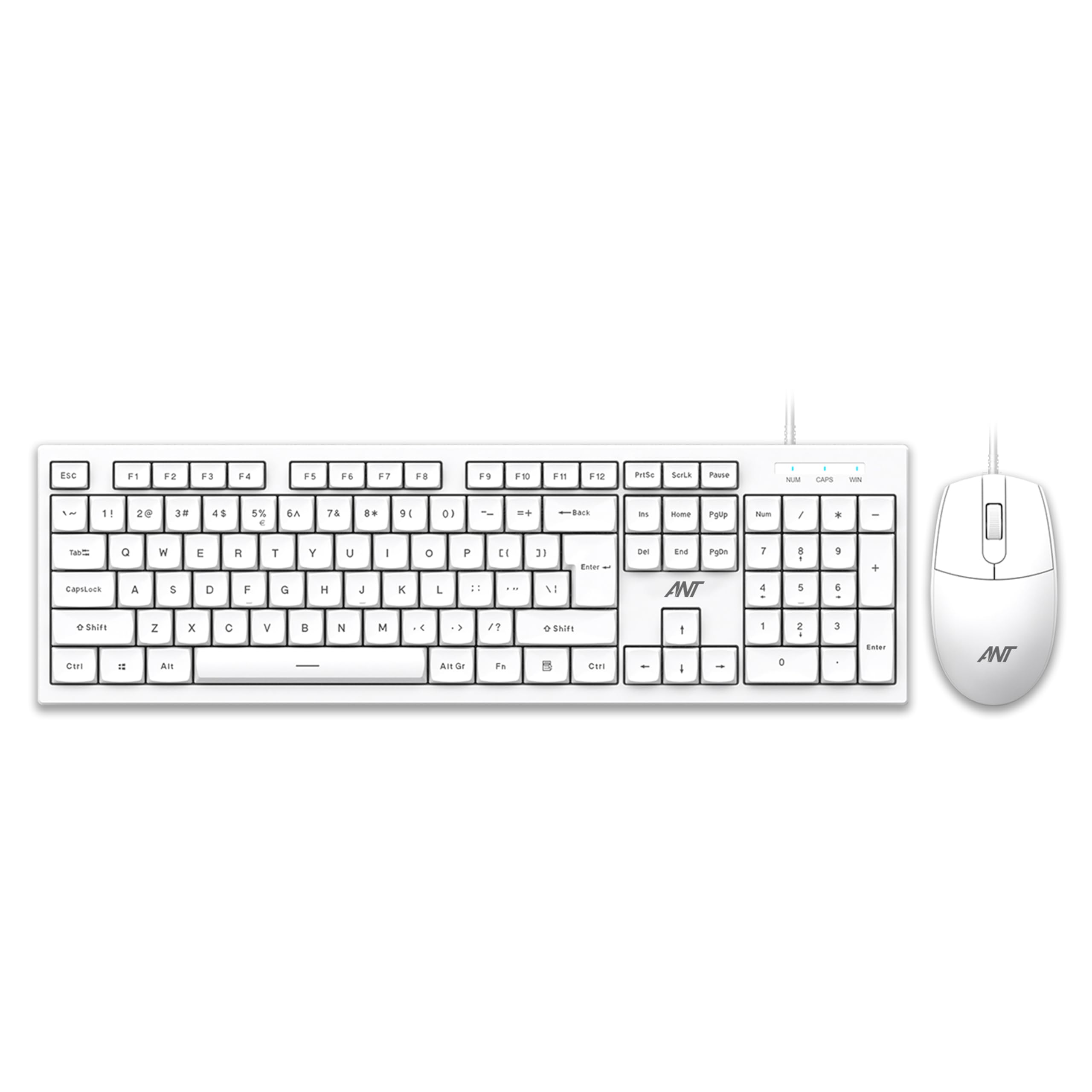 Ant MASTER10 Full Size Wired Combo Keyboard and Mouse Set, 104 Keys, 6 Anti-Ghosting, Membrane Switch, 3D Optical Mouse, 1200 DPI, USB Plug & Play, for Windows, Mac, Linux – White-image-41