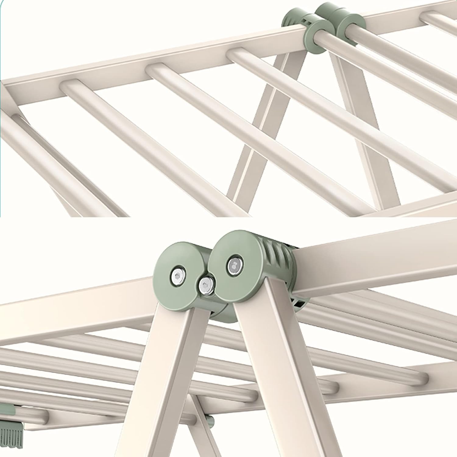 Foldable Clothes Drying Rack - Double-Layer Floor-to-Ceiling Aluminum Alloy Airer for Indoor/Outdoor Use, with Wider Spreading Wings & 2 Sock Clips, Perfect for Quilts & Laundry.