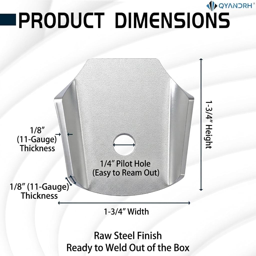 20PCS Weld-On Radius Trick Tabs - 1-3/4" x 1-3/4" Steel Tabs (1/8" Thick, 1/4" Hole) for Roll Cages, Chassis & Trailers