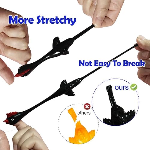 Miniatura 5 de Namii W Slingshot Pollo de goma Pollo Flick Pollo Volador Flingers Stress Gag Toys Stress Gag Toys, tirachinas de pollo de goma, divertidos rellenos