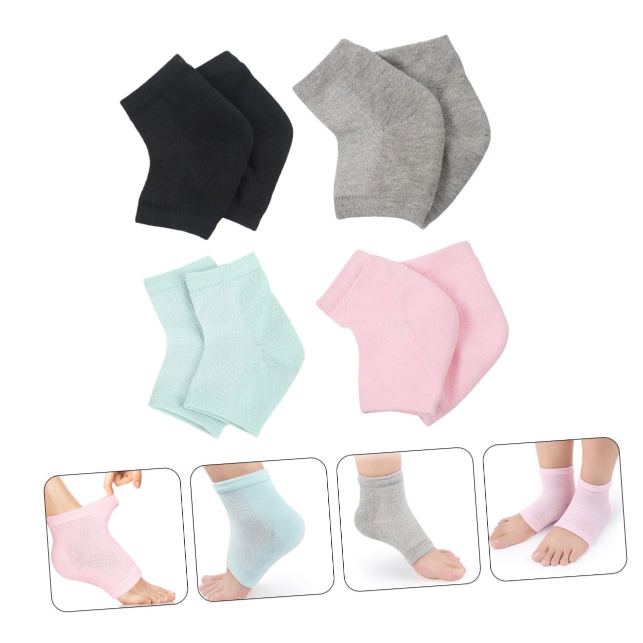 Beaupretty 4 Pares de Calcetines Alivian y Suavizan Epidermis Seca Hidratantes para Talones Agrietados Gel y Algodón Transpirable Unisex para Uso Diario