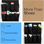 GORILLA GRIP Breathable Mesh Large 24 Pocket Shoe Organizer, Holds Up to 40 Pounds, Sturdy Hooks, Space Saving, Over Door, Storage Rack Hangs on Closets for Shoes, Sneakers or Home Accessories, Black