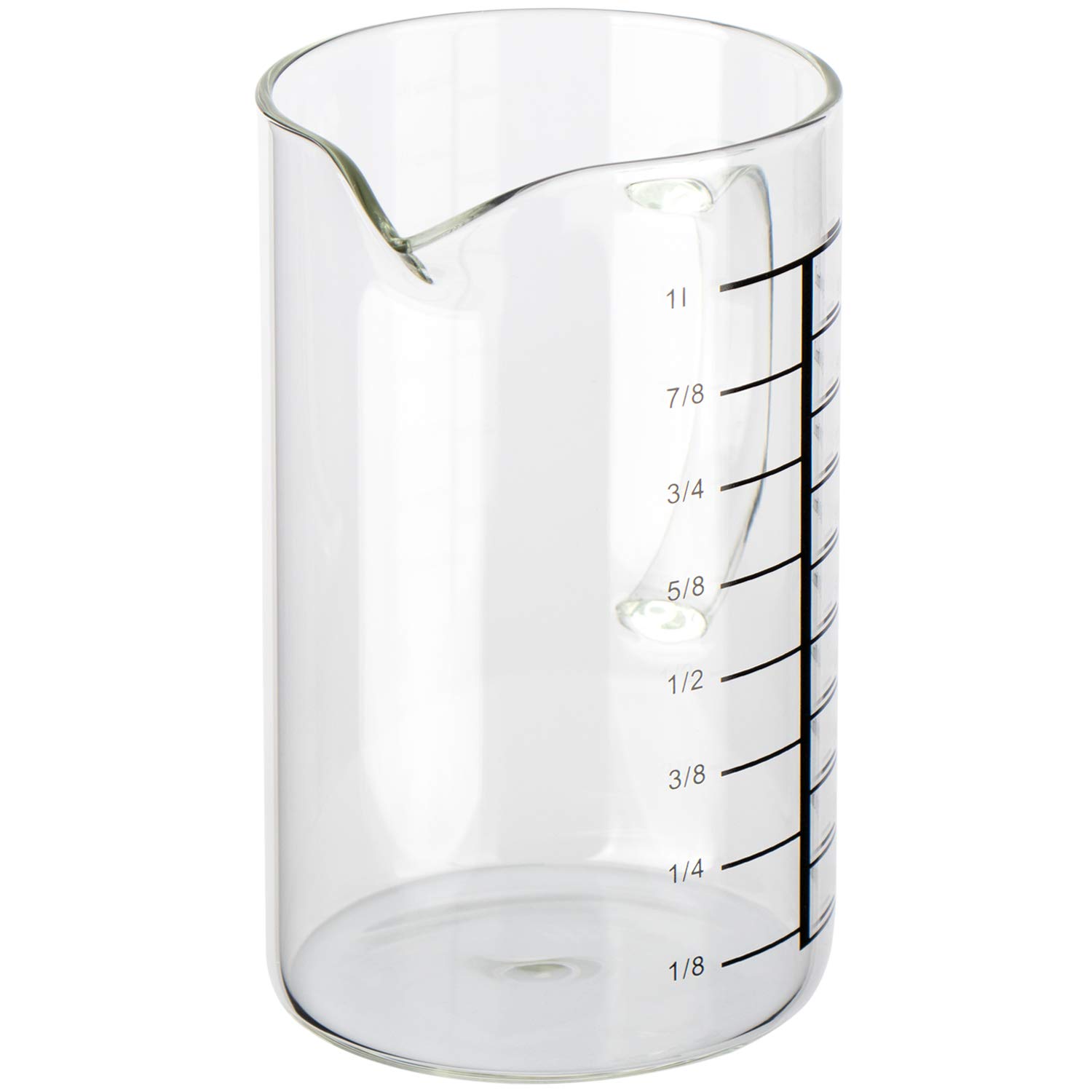 com-four® 3x jarra medidora de vidrio 1 litro, resistente al calor | asa y boquilla para cocina y repostería