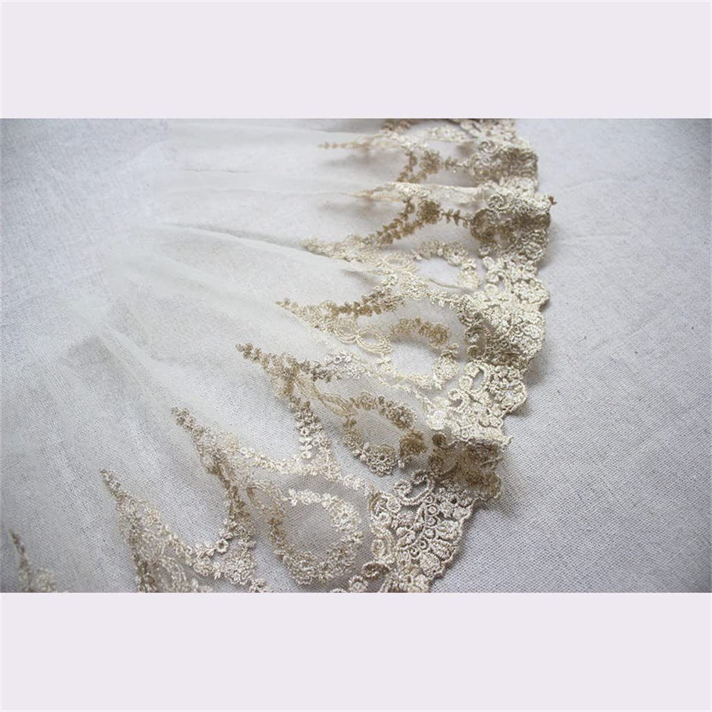 Générique Tulle Dentelle Tissu Paillettes Fil d'or Broderie Frange Ruban Bricolage Robe De Mariée Vêtements Rideaux Couture Décor (Couleur : Blanc, Taille : 20CM) (Blanc 20CM)