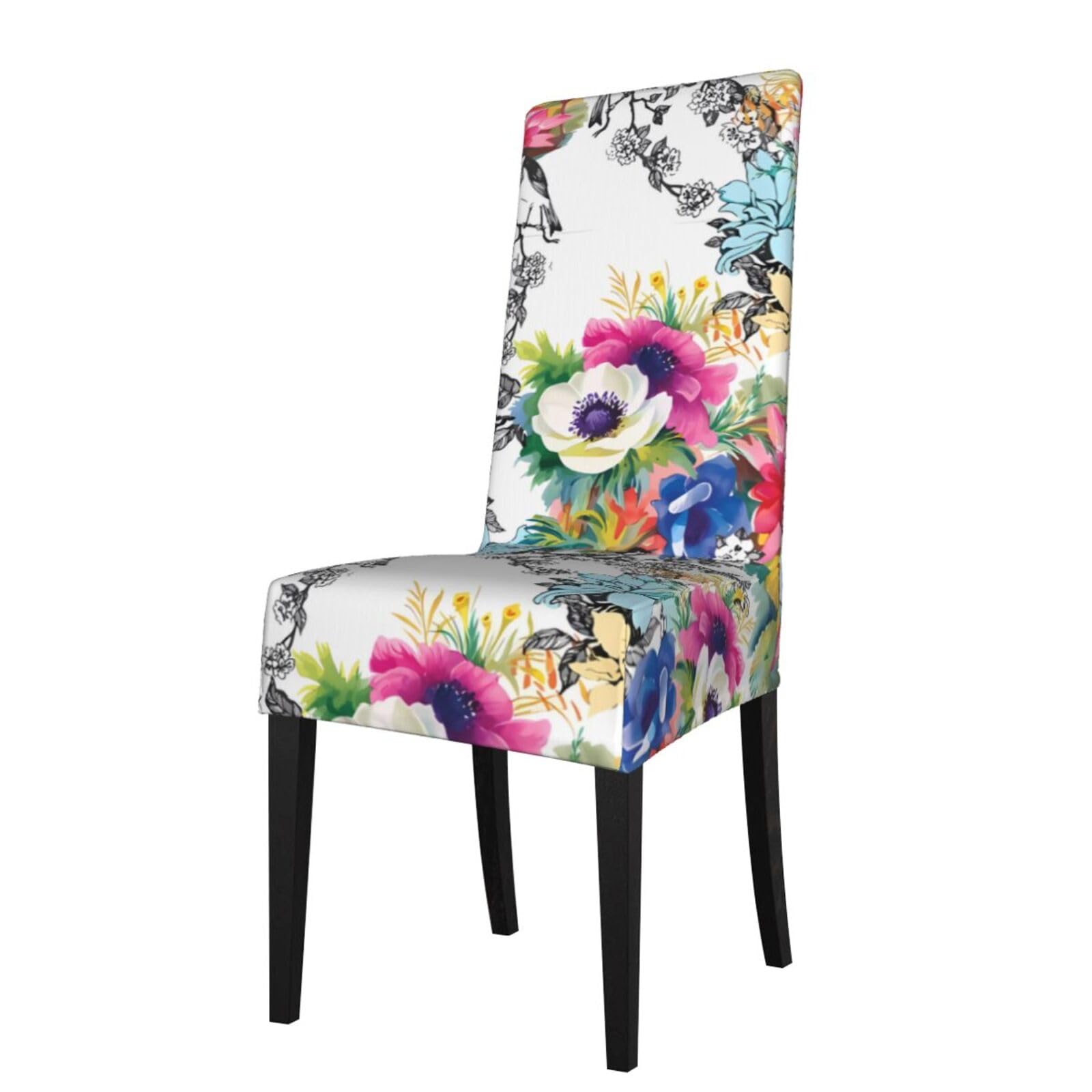 Yyhwhjde Black Garden Blossoming Wildflowers Birds Leaves Branches Prints Protection Cover For Dining Chair – Stretch Slipcovers For A Fresh, Refreshed Dining Room Look!