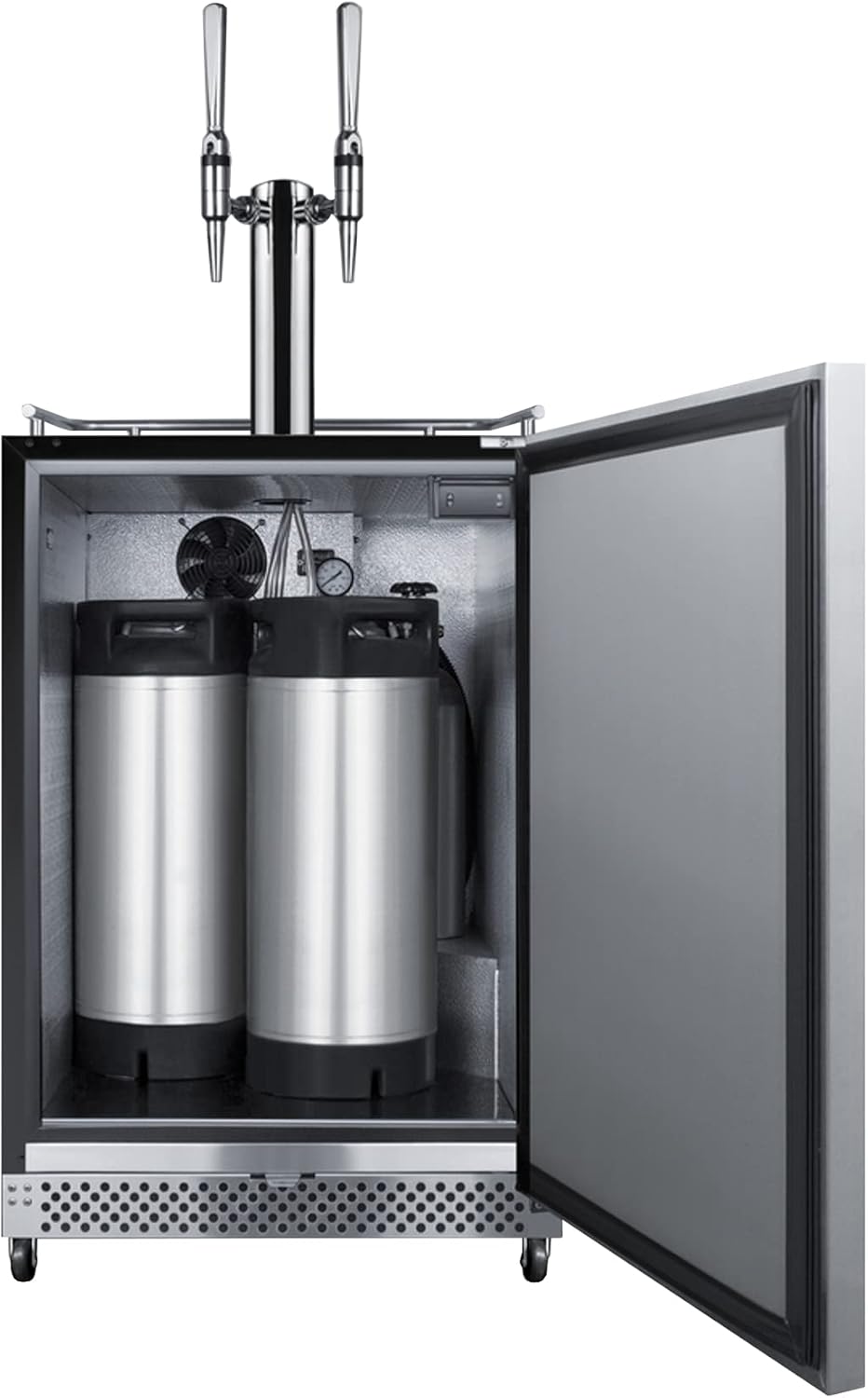 Summit Appliance SBC696OSNCFTWIN 24" Wide Built-In Outdoor Nitro-Infused Coffee Kegerator, Weatherproof, Complete Tap Kit, Dual Tap System, Digital Thermostat, Automatic Defrost, LED Lighting