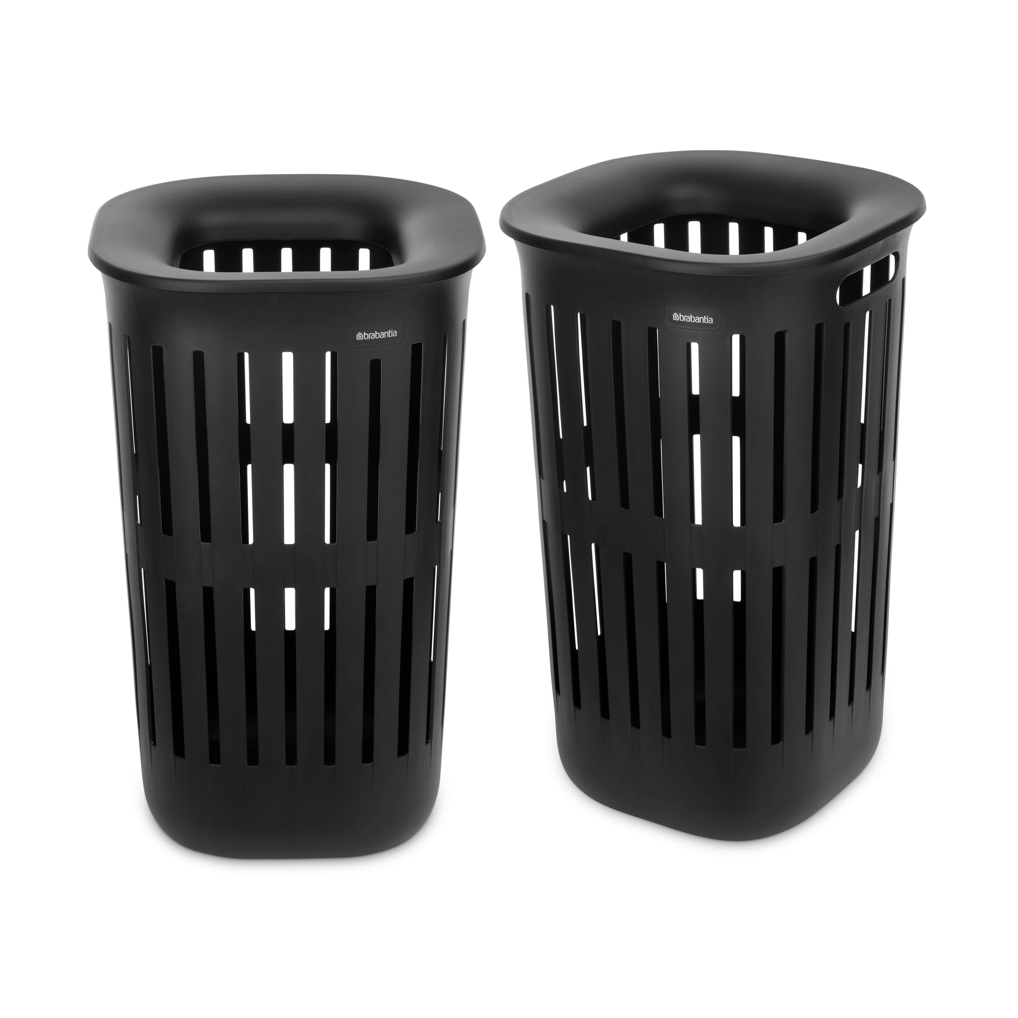 Brabantia Collect-It Laundry Basket 55L (Black), Set of 2, Laundry Hamper for Kitchens and Utility Rooms, Storage Basket for Clothing, Towels and Bedding