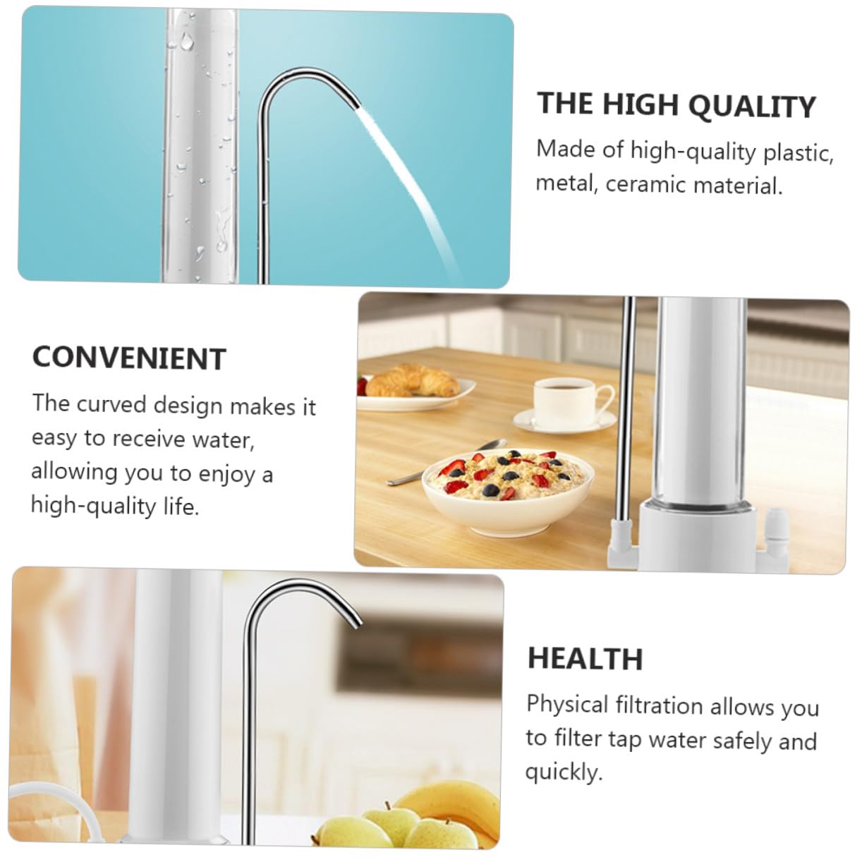 NOLITOY 1 Set Purificateur D'eau Purificateur D'eau Domestique Filtre Cuisine à Filtration Physique Adaptateur de Robinet Facile à Connecter Système de Filtration D'eau Cuisine