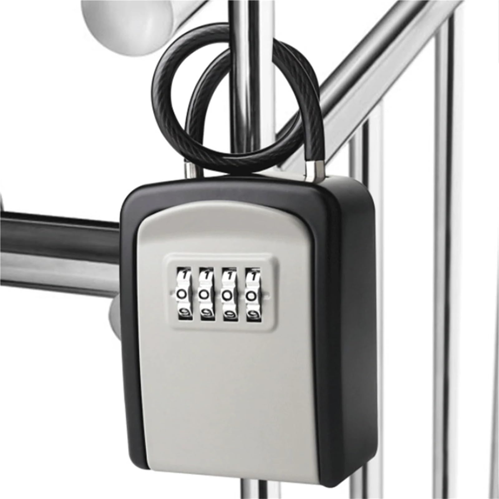 Schlüssel Schließfach Wasserdichter tragbarer Schlüsselkasten for außen und innen, Makler-Schließfach for Hausschlüssel, Kombinationsschlüsselversteck(Black Grey Alunimum)