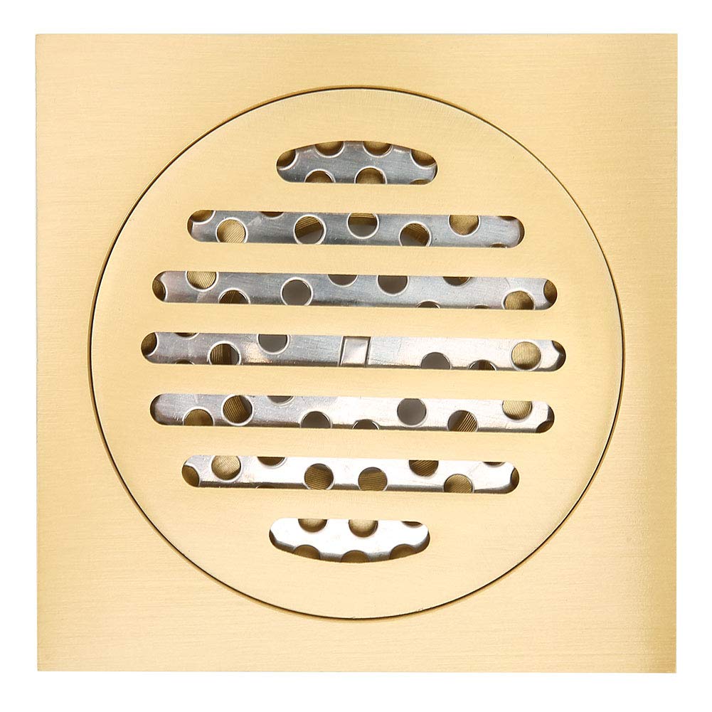 Drenaje de Piso de Ducha Desagüe de baño Desagüe de Piso de Ducha Cuadrado de latón para el hogar con colador de Cabello extraíble Accesorio de Hardware de Drenaje de Agua de baño