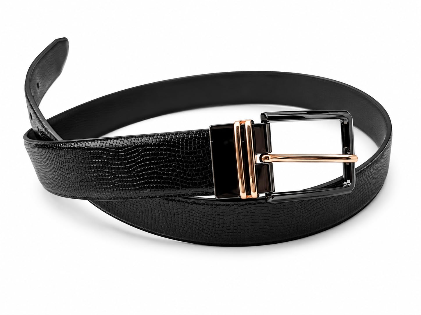 hansa Men's Formal Reversible Leather Belt | Premium Textured Black Belt with Silver Pin Buckle | Durable, Adjustable Dress Belt for Jeans, Trousers & Business Attire (Black/Brown)-picture-24