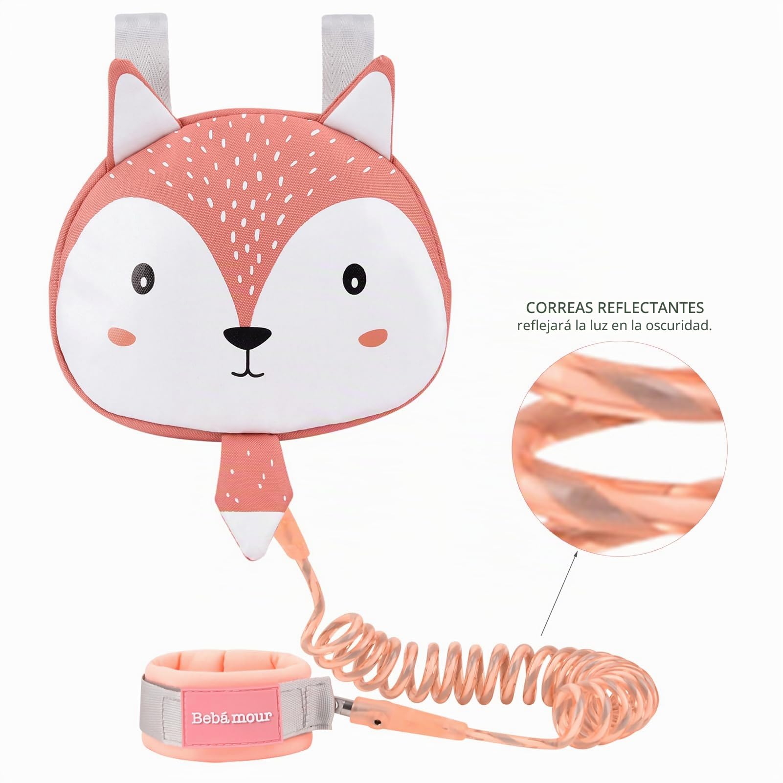 Bebamour Animal Mochila para niños pequeños con riendas de seguridad Mini bolsa con correa de seguridad para niños Mochila portátil Mochila con arnés de seguridad para niños y niñas,Orange Squirrel