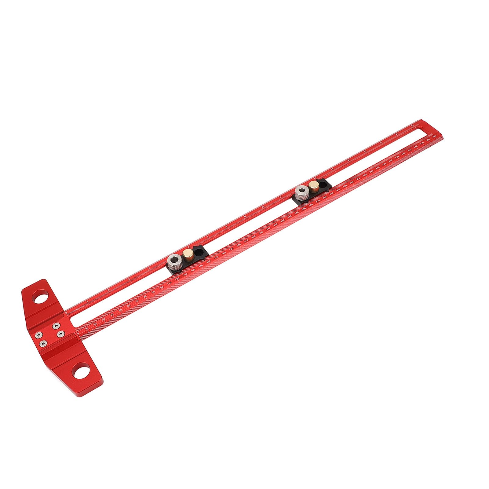 Regla en T para carpintería, regla de marcado y posicionamiento para taladrado con escala métrica e imperial, manguitos de taladro intercambiables de 6, 8 y 10 mm para un trazado y