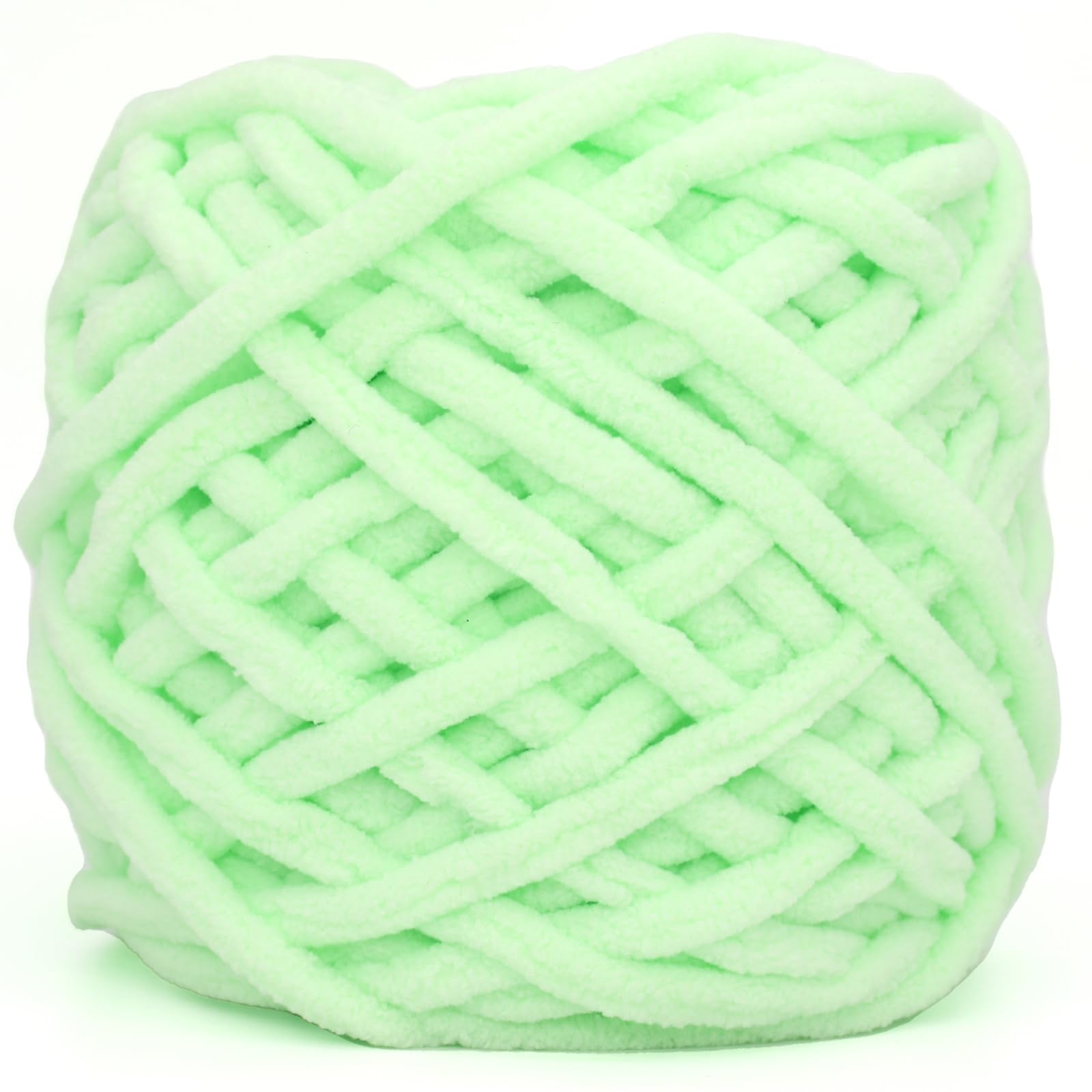 Chunky Chenille Yarn for Crocheting,Light Green Fluffy Velvet Plush Yarn Thick Soft Chunky Chenille Yarn Baby Blanket Yarn for Crocheting Knitting Beginners 100g(Light Green)