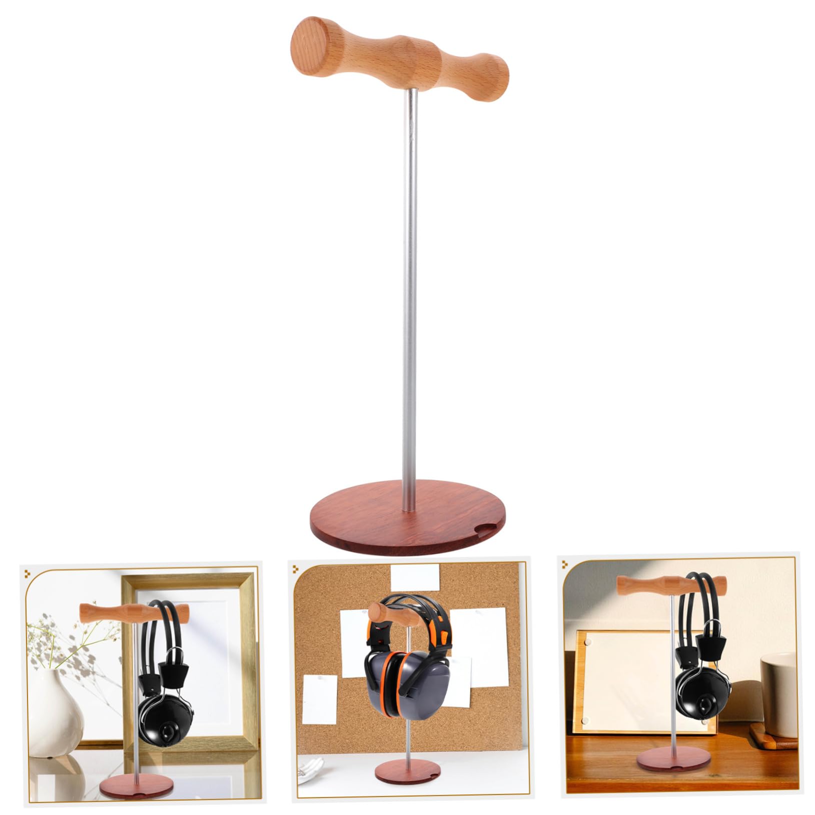Estante de Hongo sólido Estante para Colgar Auriculares Soporte de sobremesa para Auriculares Soporte Universal para Auriculares Soporte para Auriculares de Mesa Madera