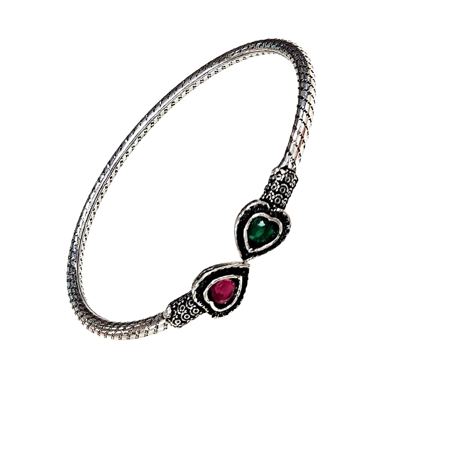 Mrigangi Oxidised Silver Kada Bracelet for Women Girls Size Adjustable Artificial Fashion Jewellery Gift for her