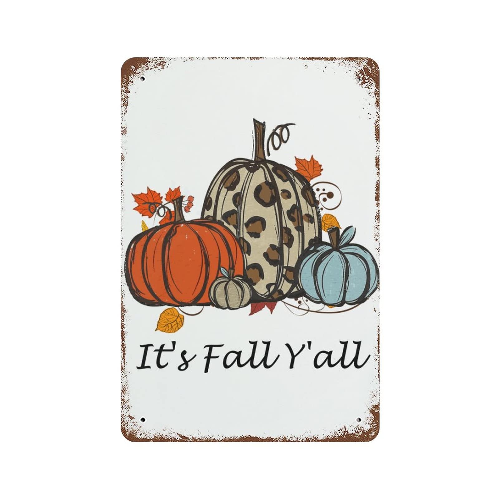 Panneau aluminium It's Fall Y'all Pumpkins déco automne 30x45 cm