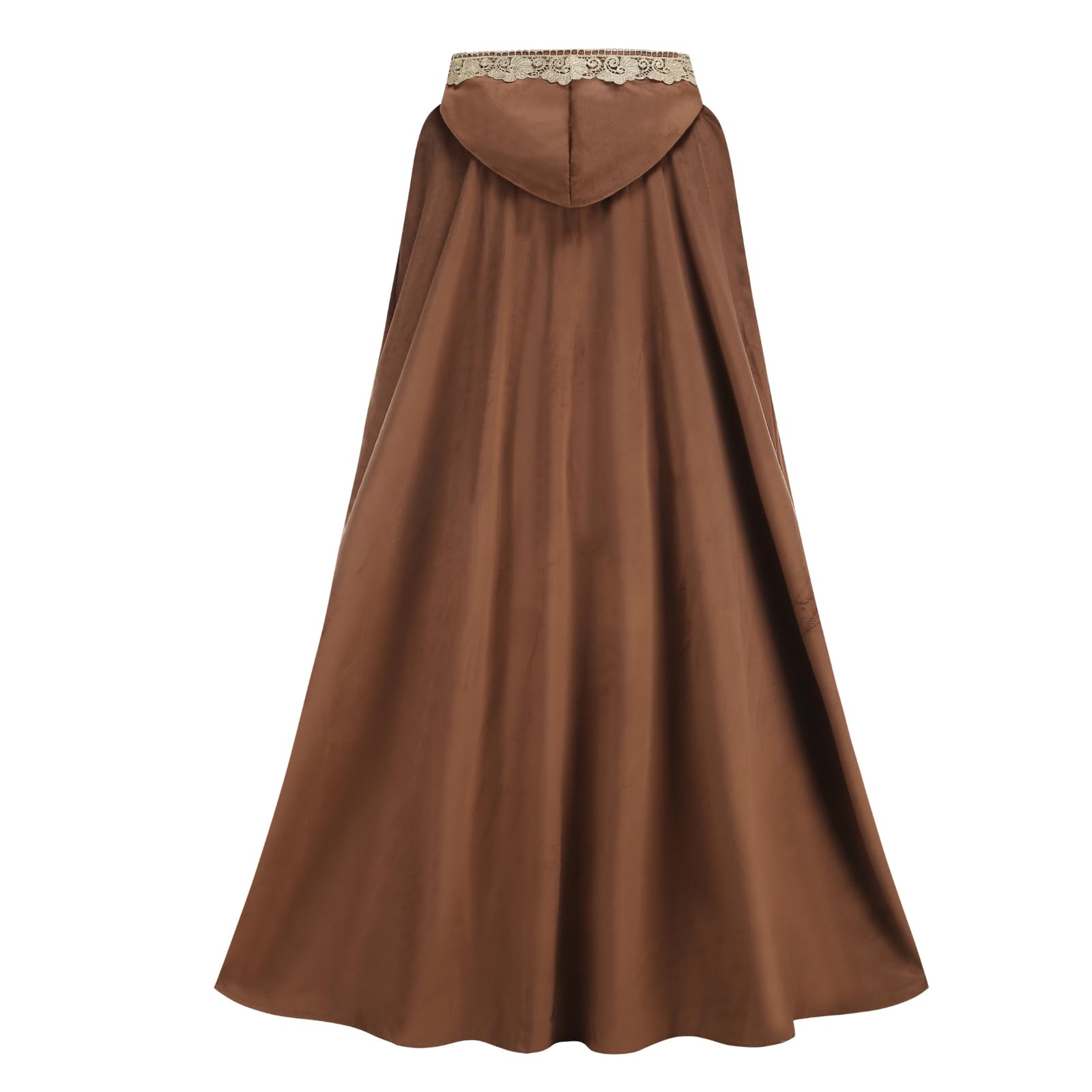 RRCBMD Adult Medieval Renaissance Hooded Cloak Women Men Brown Vintage Long Cape with Hood Halloween Witch Cosplay Costume 66.92Inch - Image 4