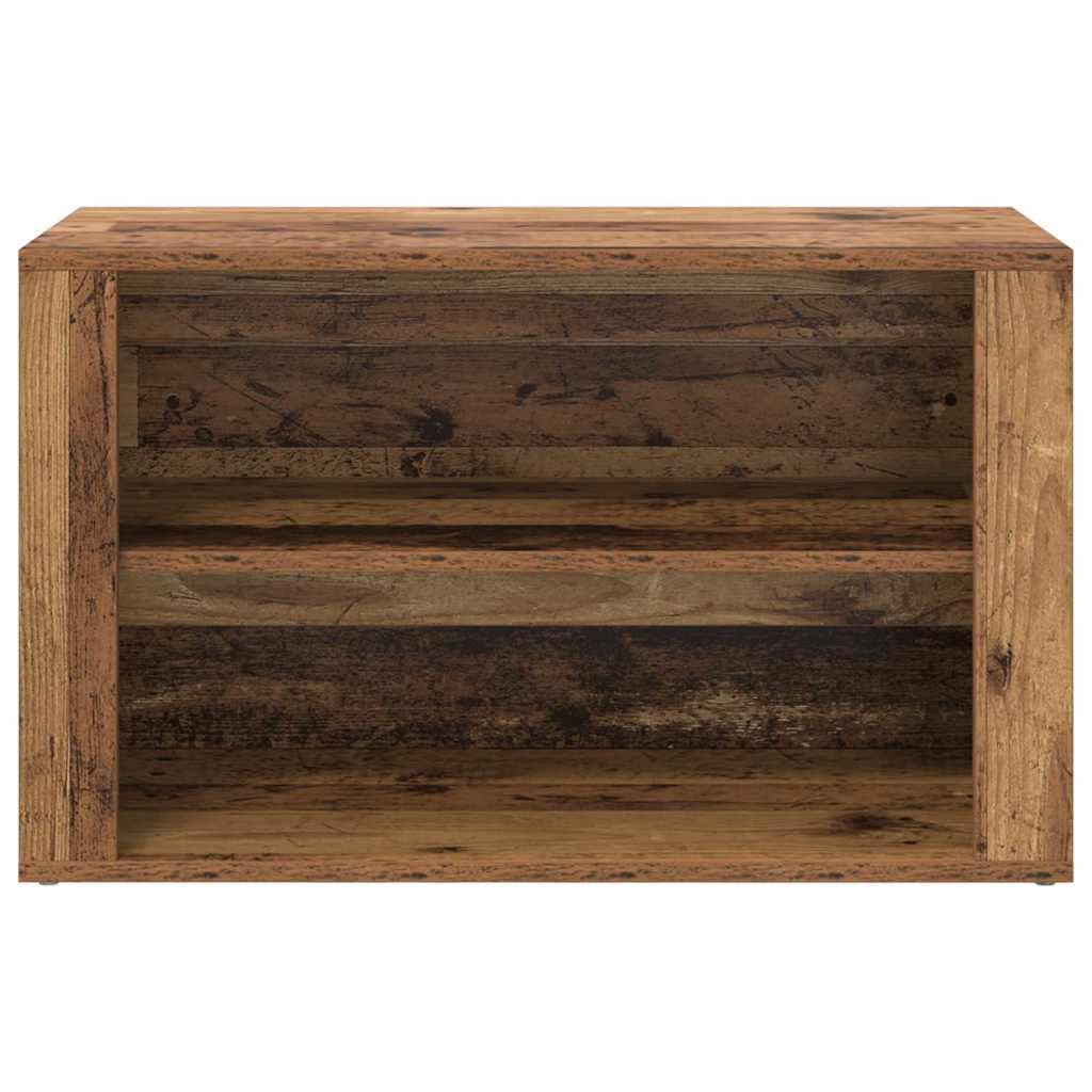Stary drewniany stojak na buty 75 x 35 x 45 cm | Drewno konstrukcyjne, wygodna ławka, półki w zestawie, do przedpokoju i salonu