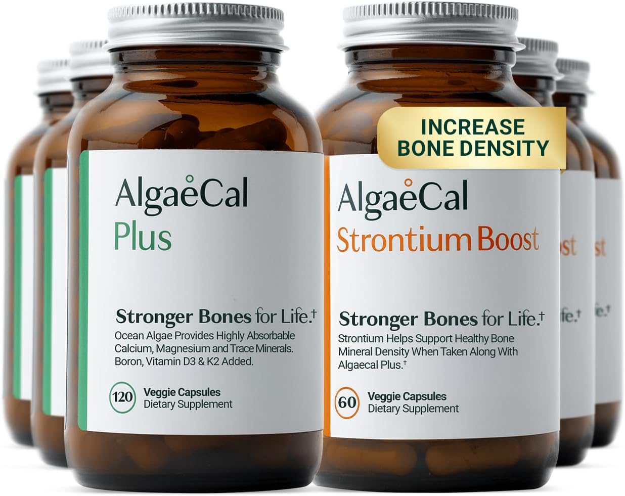 Bone Builder Pack - Plant Based Calcium Supplement & Strontium - Organic Calcium 750mg with Vitamin D3 1600 IU, Vitamin K2, Magnesium, 16 Nutrients for Bone Health & Density (3-Month Supply)