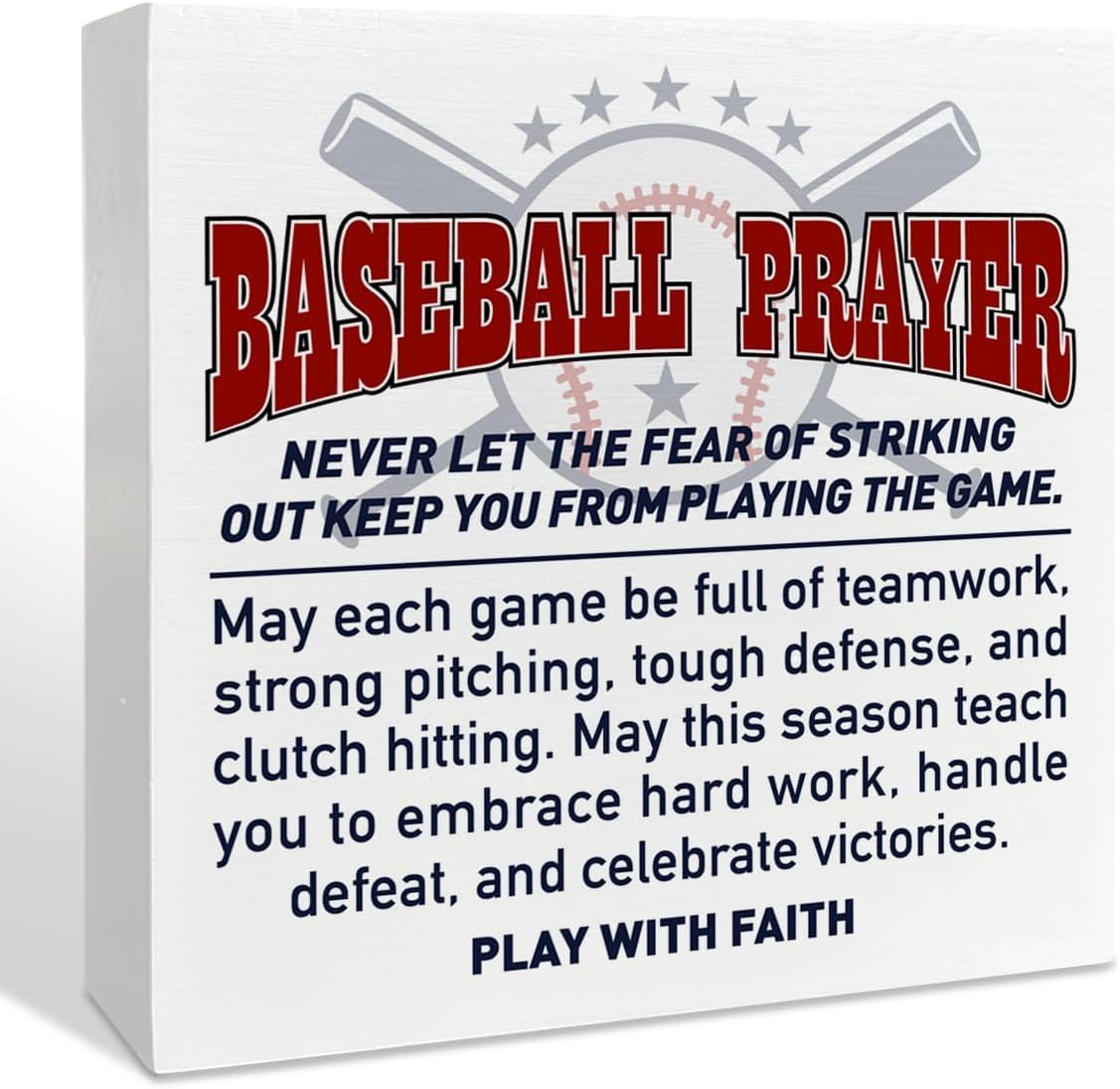 Baseball Prayer Box Sign 7x7 Inch Wooden Tabletop Decor