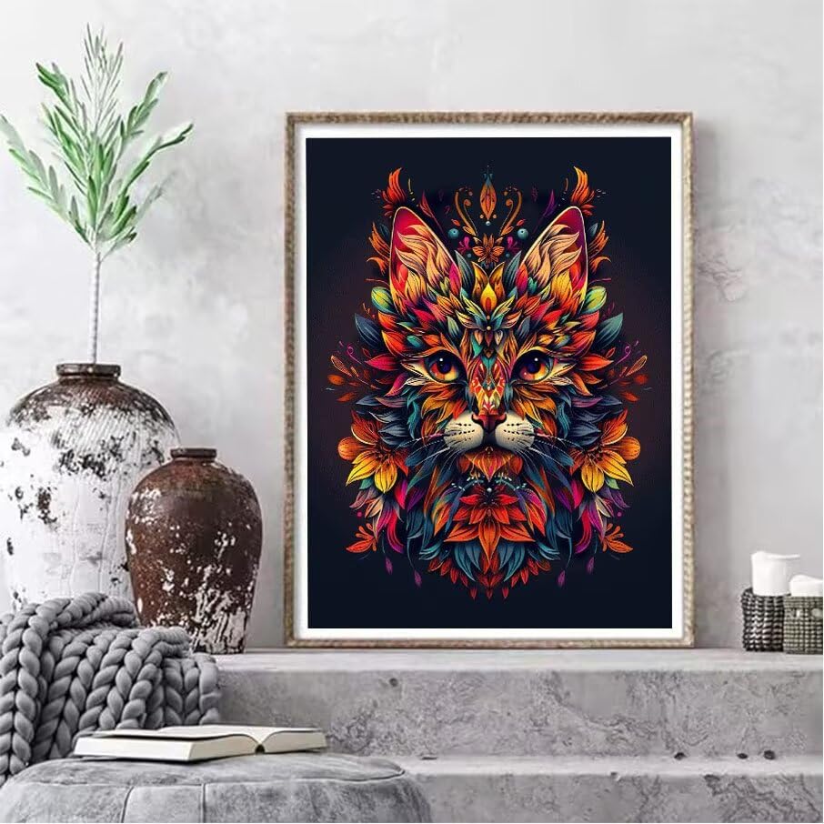 Kit Broderie Diamant Loup et Fleurs 5D Grand Format 60x80cm