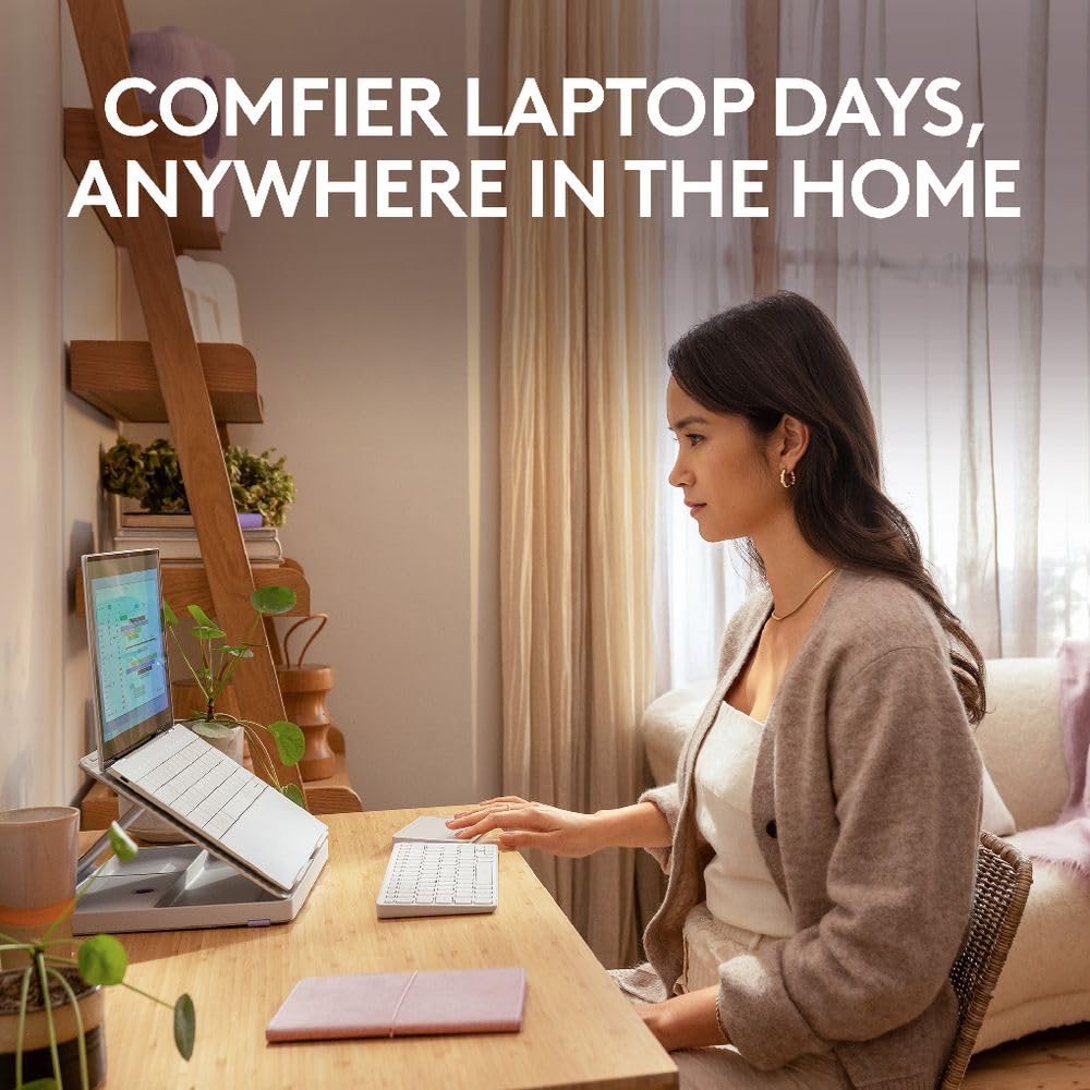 Kit de télétravail Clavier sans fil Azerty Logitech Casa Pop Up Desk Blanc + Support + Pavé tactile