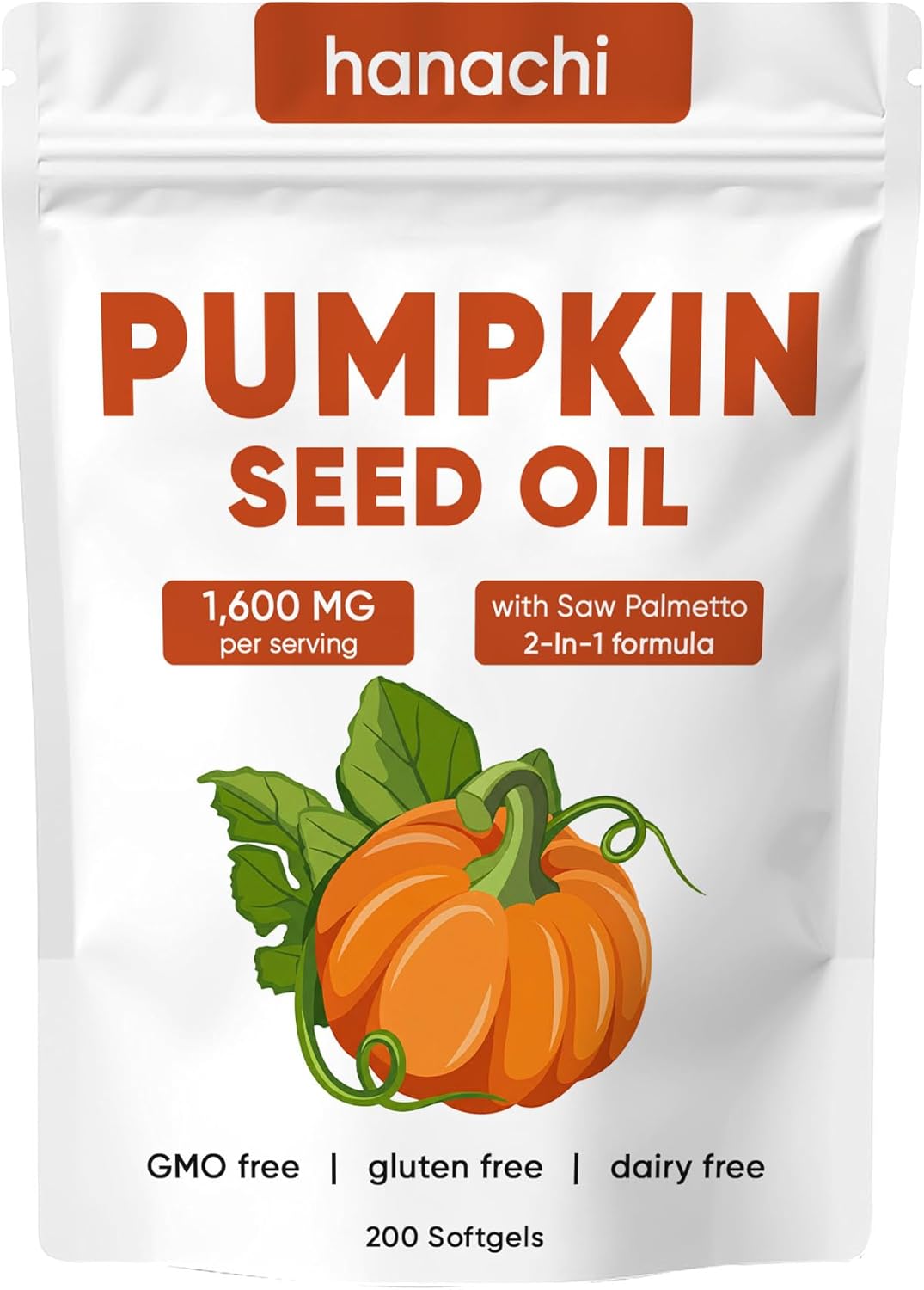 Pumpkin Seed Oil Capsules for Hair Growth, 2 in 1 Formula with Saw Palmetto, Scalp Health & Supports Hair, Heart, Skin | Non-GMO | Gluten Free - 200 Softgel