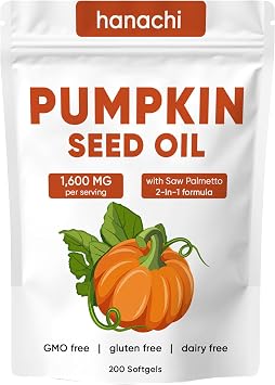 Meridease Labs Pumpkin Seed Oil Capsules for Hair Growth, 2 in 1 Formula with Saw Palmetto, Scalp Health & Supports Hair, Heart, Skin | Non-GMO | Gluten Free - 200 Softgel