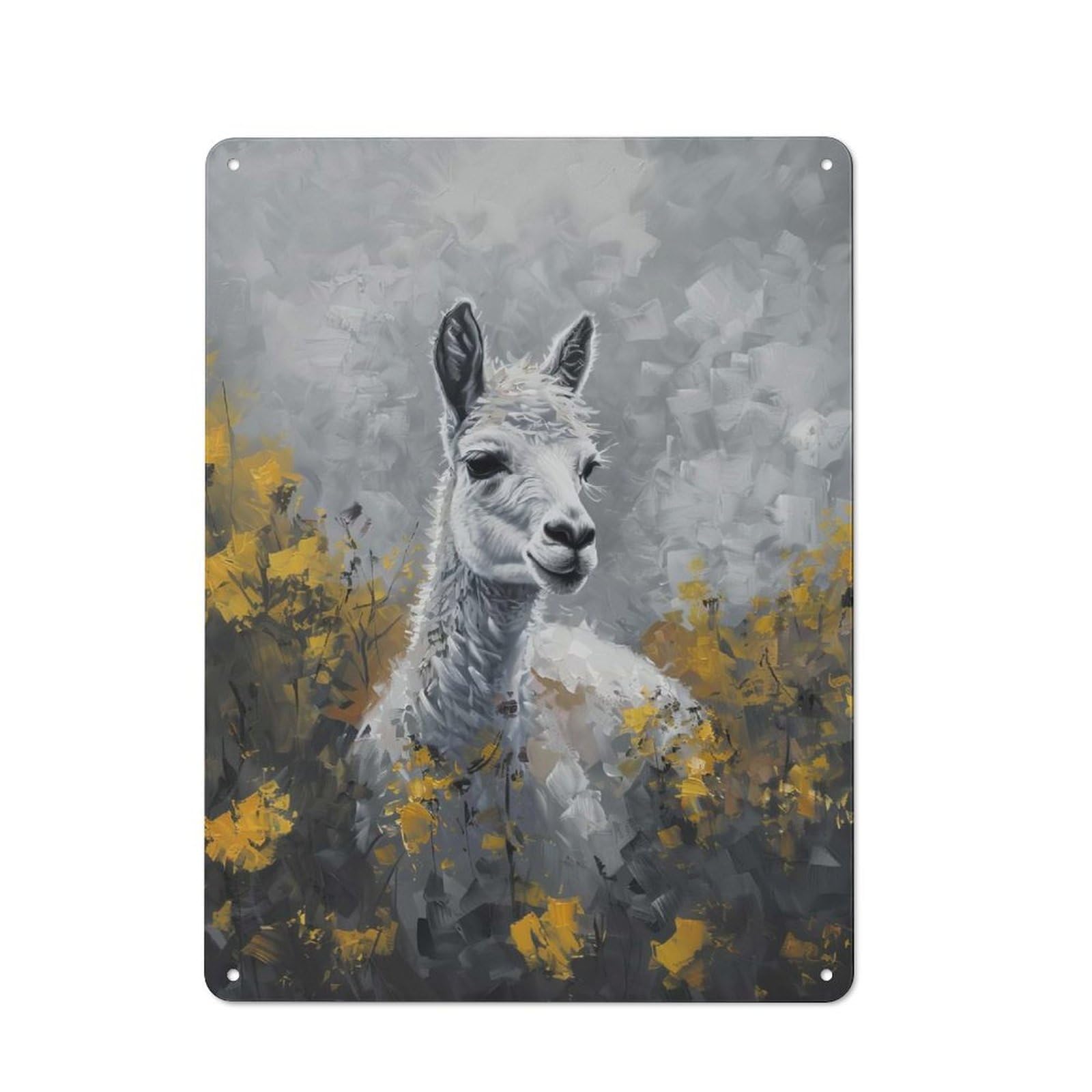 Junmoney Style-14 Workshop Style White Alpaca Painting Tin Sign 40X30cm, Garage Wall Decor For Tool Room, Garage, Studio Or Home Bar
