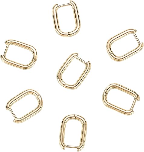 Airssory 5 pares de aretes ovalados de latón chapado en oro de 18 quilates de 0.689 x 0.512 in para mujer, aretes para hacer joyas