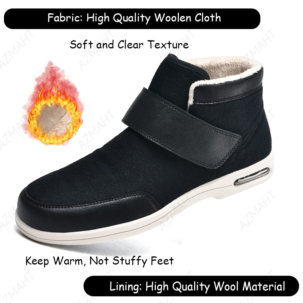 Scarpe Diabetici Uomo Invernali Babbucce Calde Peluche Pelose Foderata Chiuse Pantofola Stivali Casa Scarpe Ortopediche Donna Comode Memory Foam Slippers,Nero,47 EU