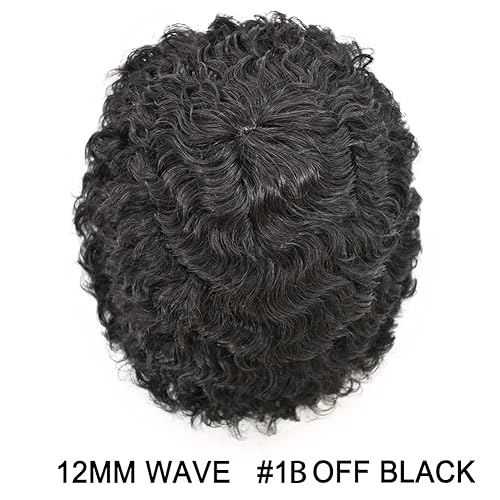 Miniatura 2 de Peluca afro rizada para hombre tipo tupé de polietileno afroamericano, todo inyectado, piel sintética, afro, rizado, ondulado, afro, tupé para