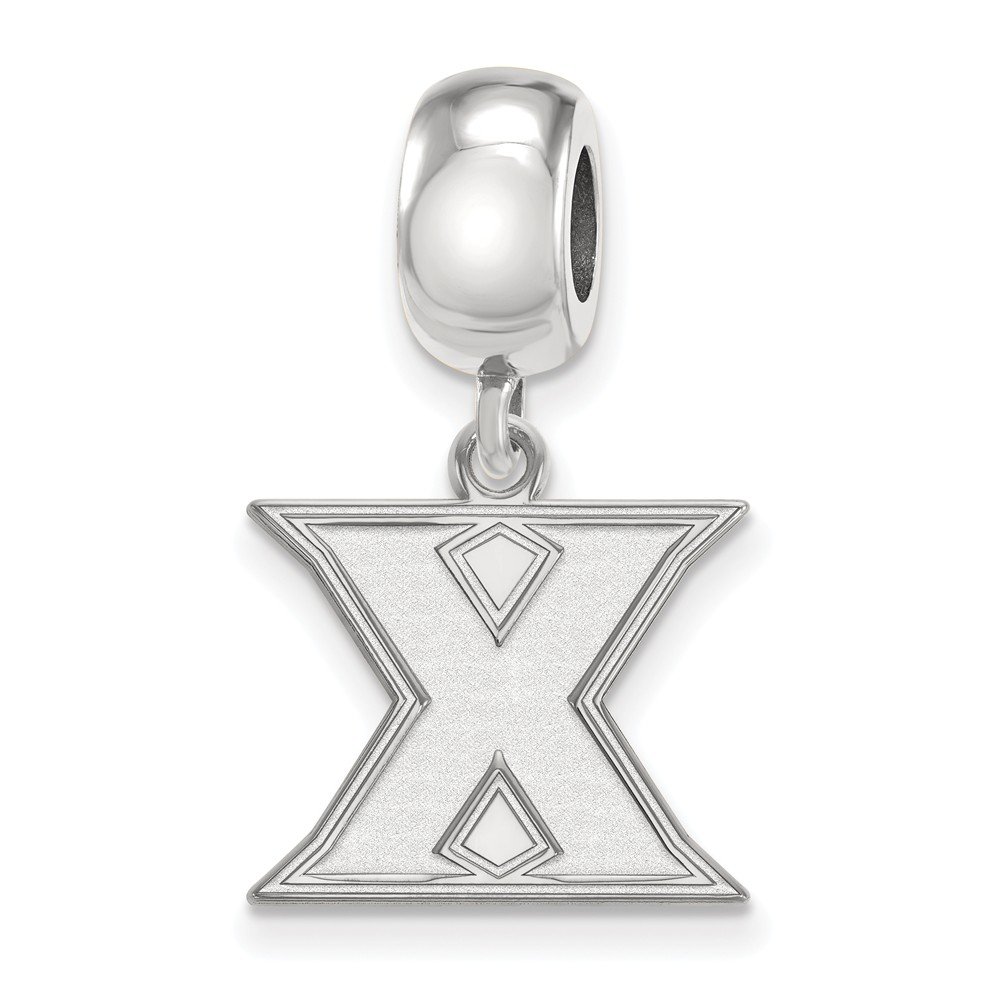 Sterling Silver Rh-plated LogoArt Xavier University Small Dangle Bead, Sterling Silver