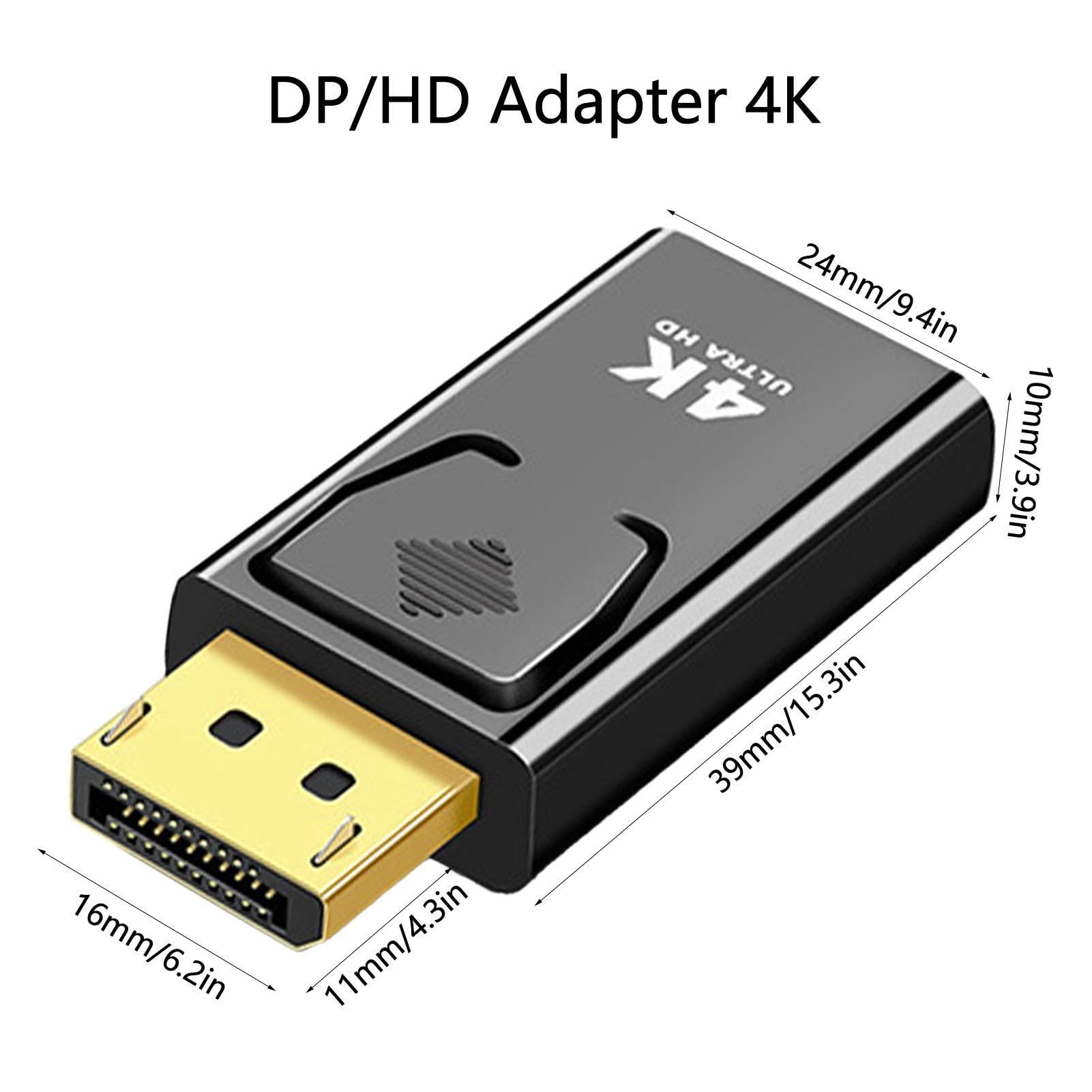 Adaptateur DisplayPort Vers HDMI 4K 60Hz - Connecte PC Portable à TV/moniteur - Plug & Play, Compact