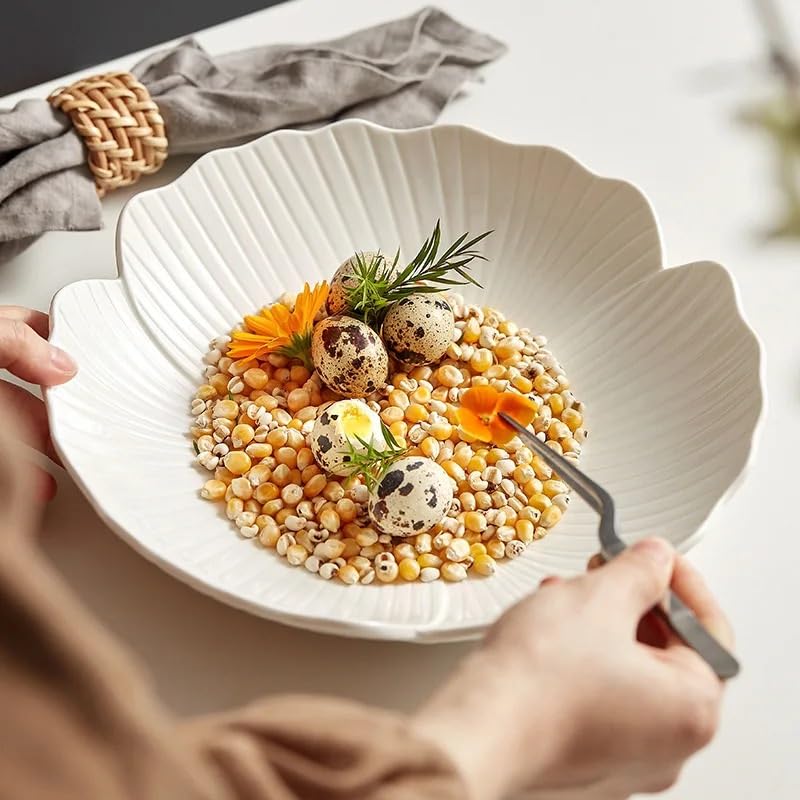 Platos Llanos Platos de sopa profundizan el sentido de la creatividad Vajilla blanca Cerámica Ensaladeras. Platos de Ensalada(M)