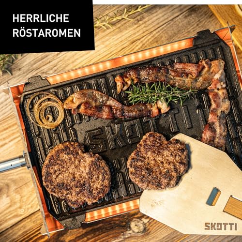 SKOTTI Kast, Gusseiserne Grillplatte für SKOTTI Grill, Plancha, Griddle, Sehr massives Material, für Fleisch, Fisch und Gemüse - Skotti Grill Zubehör