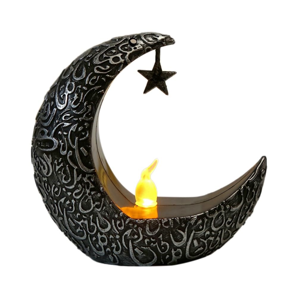 CTRLZS Moon Candlestick Ramadan Festival Home Decoration Wind Party Lantern Candle Electronic Desktop Lamp Fashion D