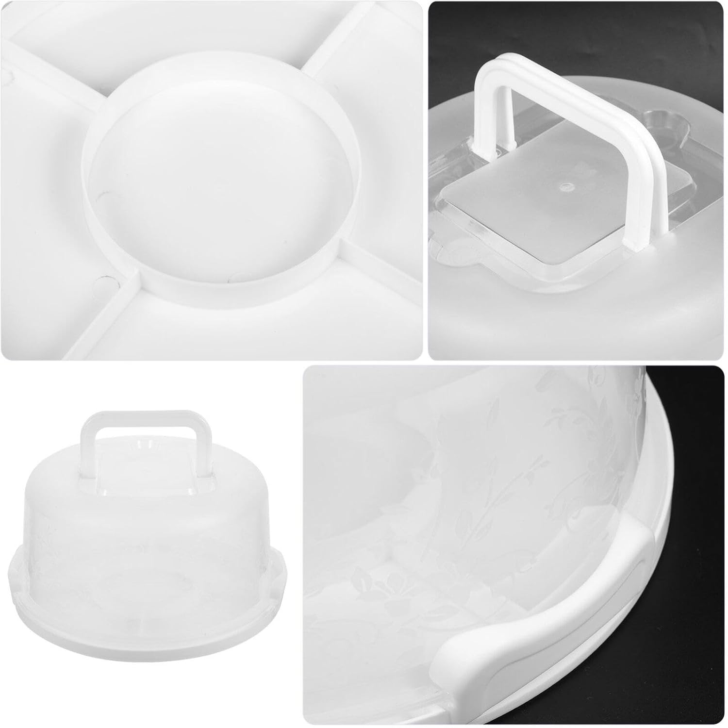 Box Portable Cake Box Cake Holder with Lid Cake Container Holder Cheesecake Holder Bread Container Cake Keeper Muffin Carrier Cake Carrier with Lid White Seal Plastic
