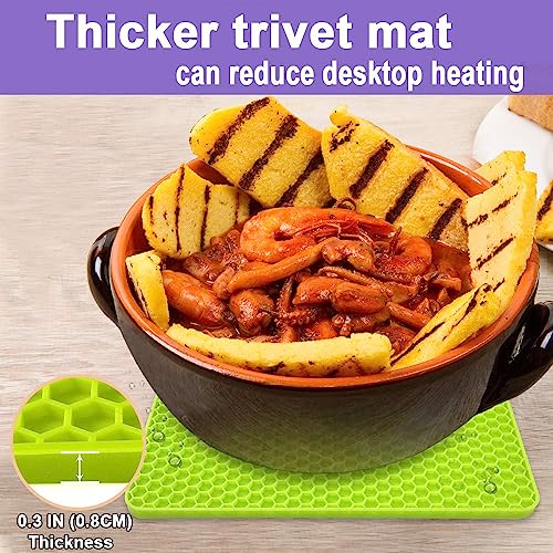 Image of Walfos Silicone Trivet Mats - 4 Heat Resistant Pot Holders, Multipurpose Non-Slip Hot Pads for Kitchen Potholders, Hot Dishers, Jar Opener, Spoon Holder, Food Grade Silicone & BPA Free (Green)