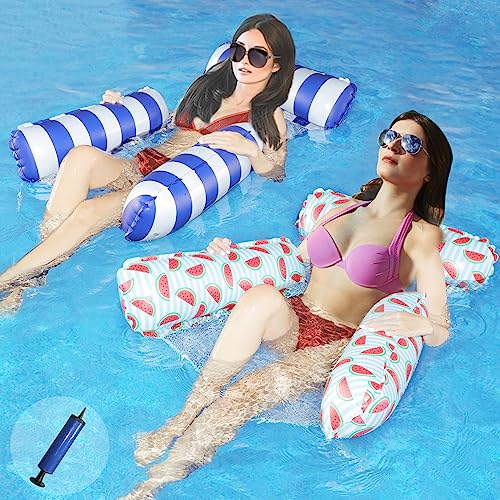 2 Stück Wasserhängematten Für Erwachsene - 4-in-1 Luftmatratze 120x105cm Für Pool & See